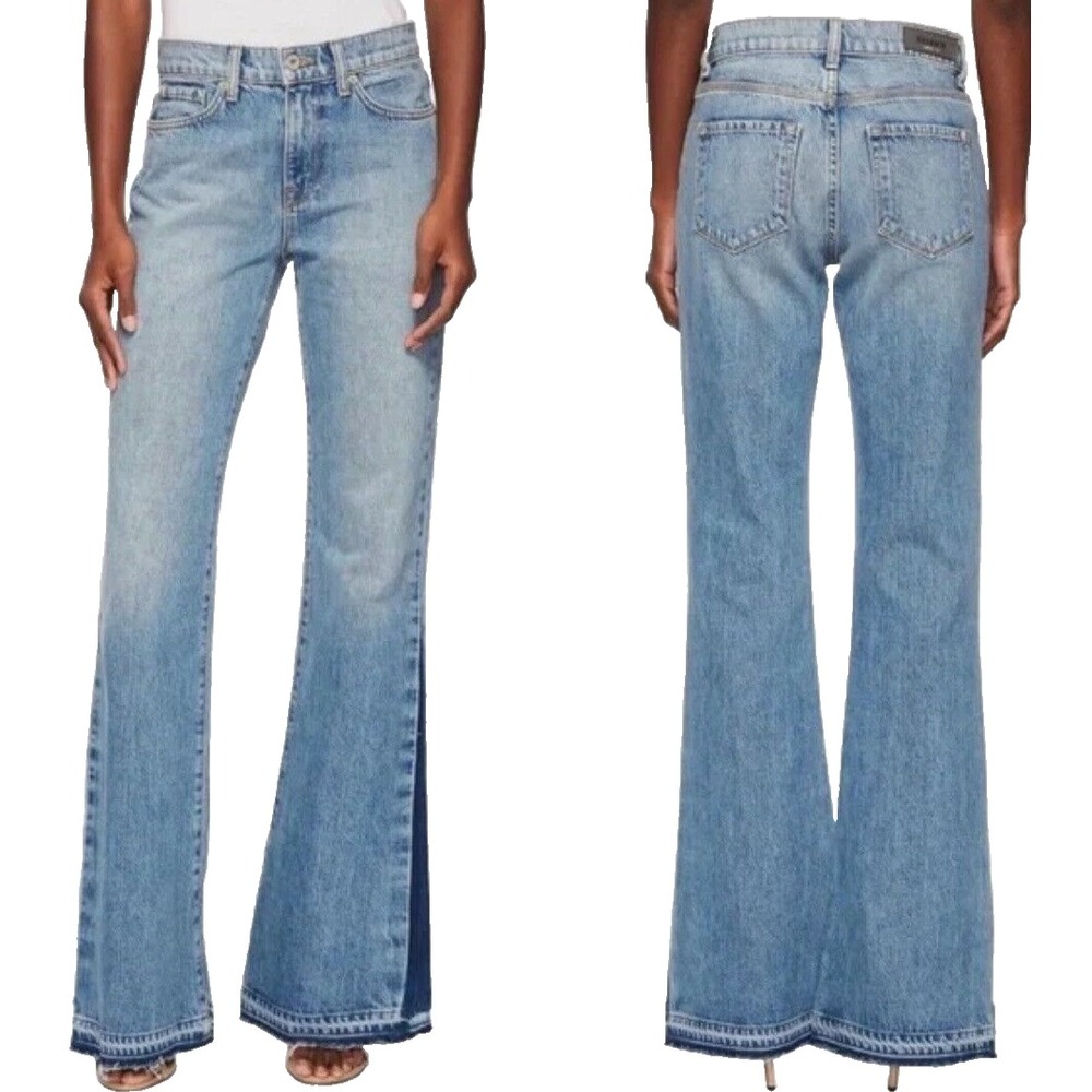 NWT BALDWIN Kansas City Denim Jeans Willow Mid Rise Flare Made USA Blue Size 27